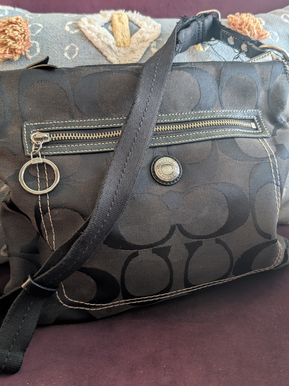 Coach Black Signature Messenger Crossbody Bag 2010